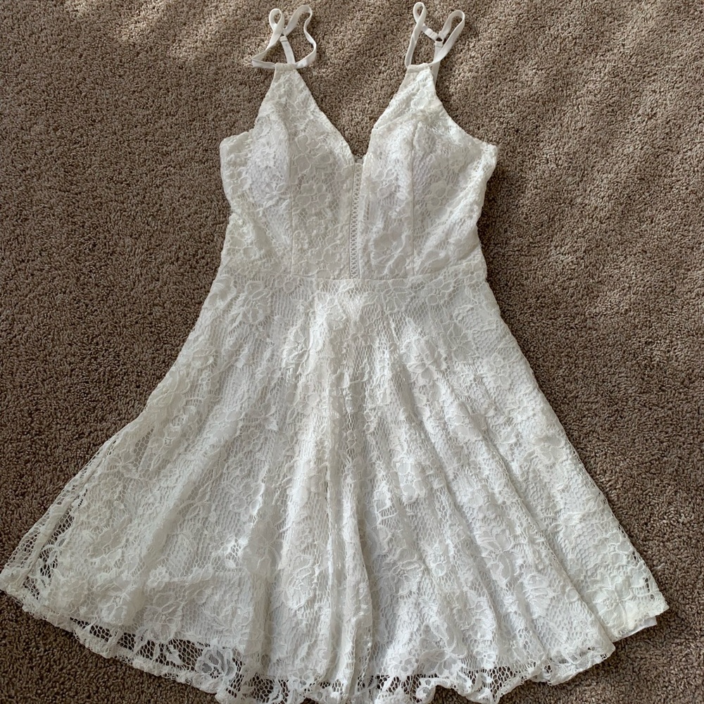 White skater dress with built-in bra